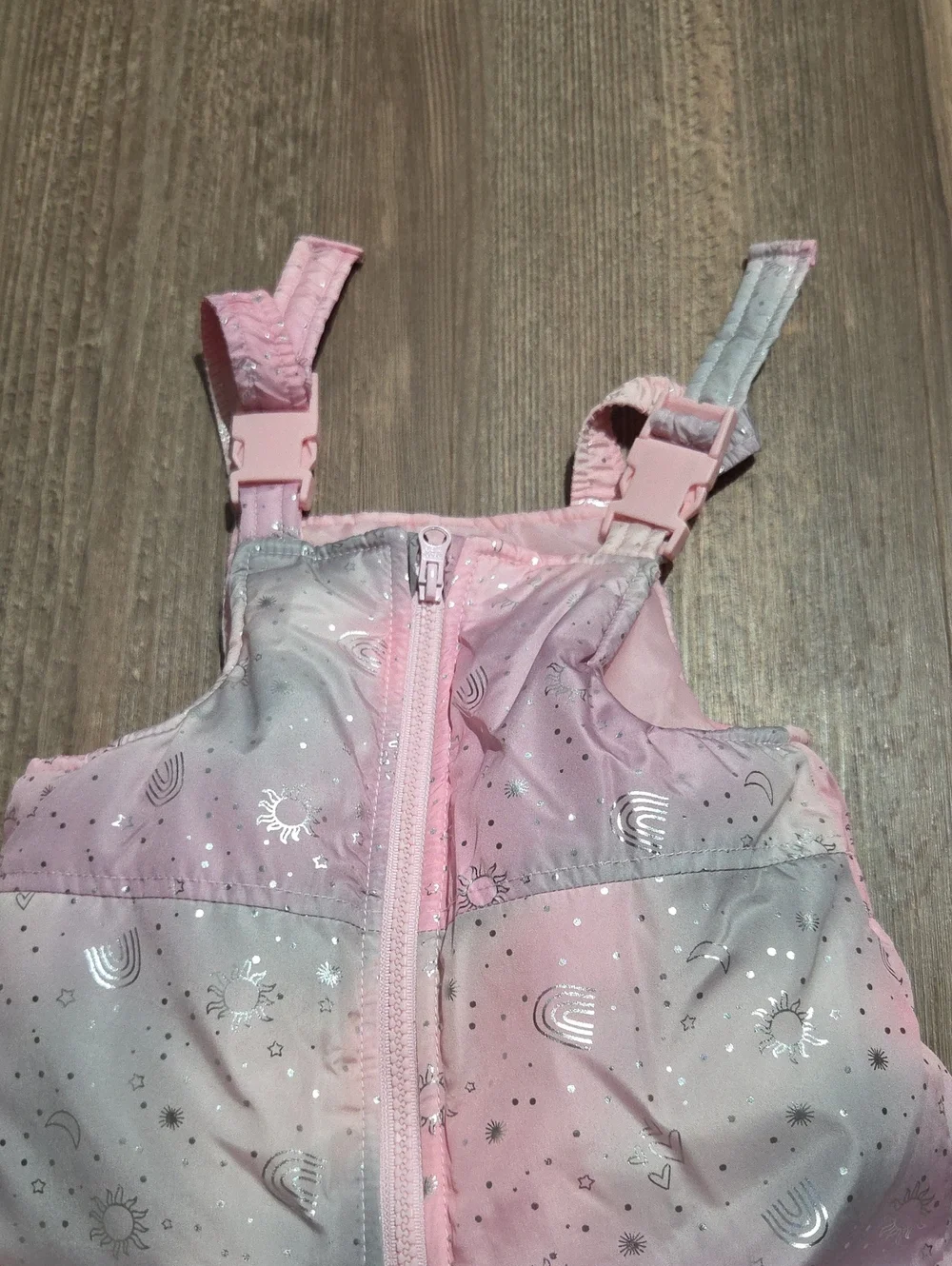 Kids Pink and Light Gray Snow Bib Pants - Insulated Winter Overalls